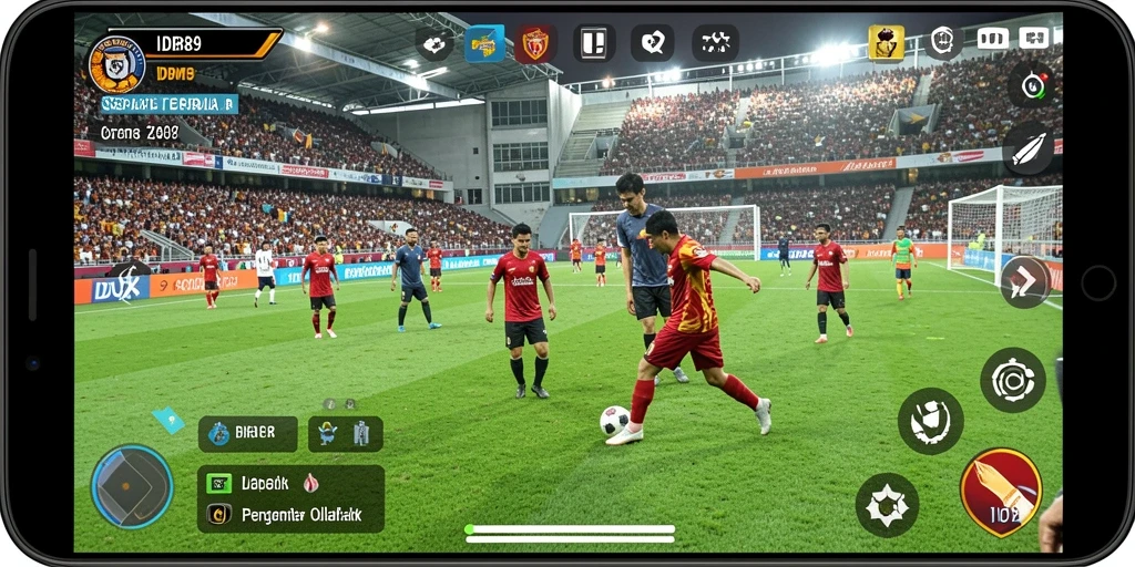 Gambar gameplay IDR89 yang menarik dengan aksi sepak bola seru.