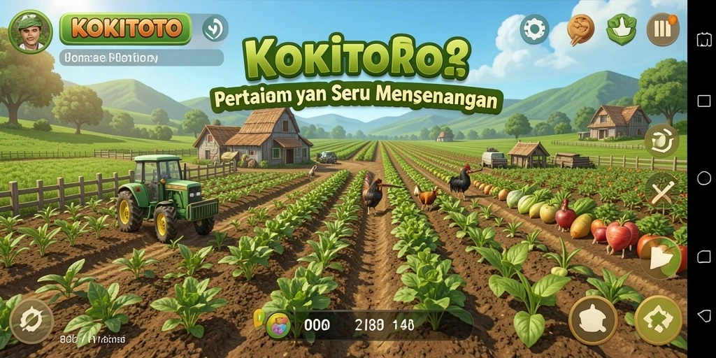 Gameplay KOKITOTO yang menarik dengan beragam aktivitas pertanian.