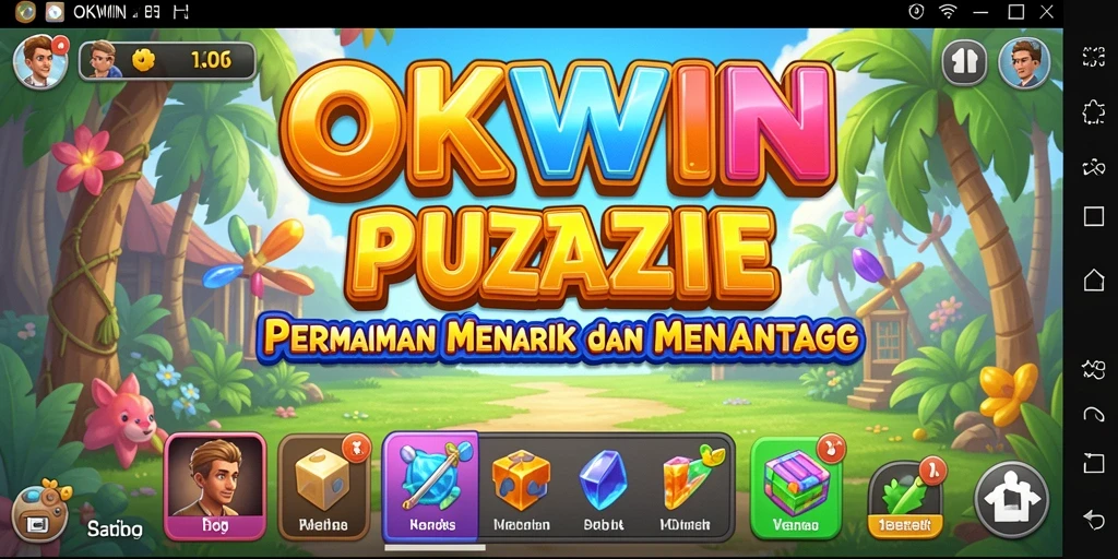 Tampilan gameplay OKWIN yang menarik dengan berbagai teka-teki Puzzle.