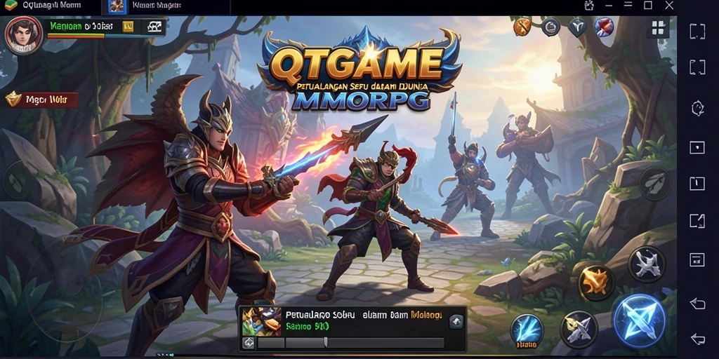 Tampilan gameplay seru QTGAME dalam dunia MMORPG.