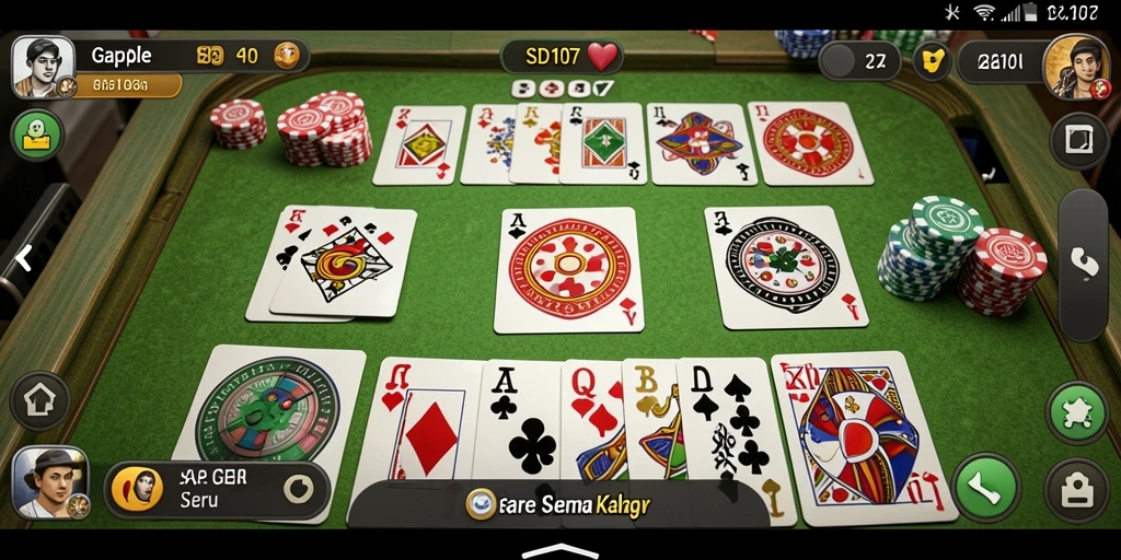 Screenshot SD107 menampilkan gameplay Gaple yang seru dan interaktif.