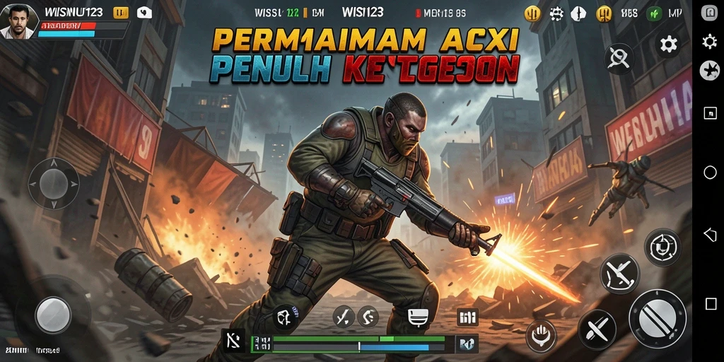 Tampilan gameplay WISNU123 yang penuh aksi dan keren.